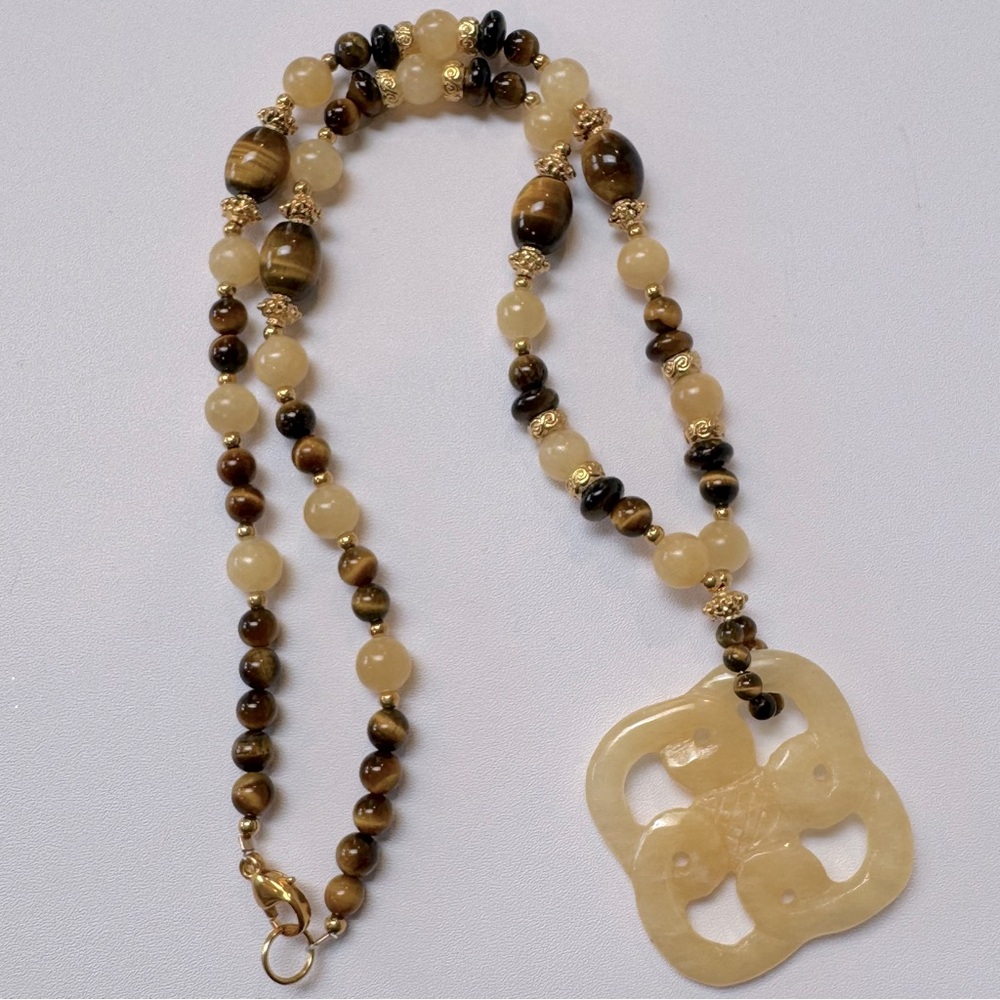 Elegant Gold and Brown Beaded Necklace